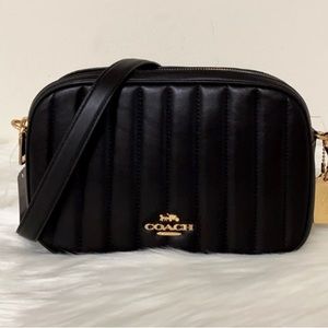 COACH Jes Puffy Quilted Black Leather Camera Crossbody Bag